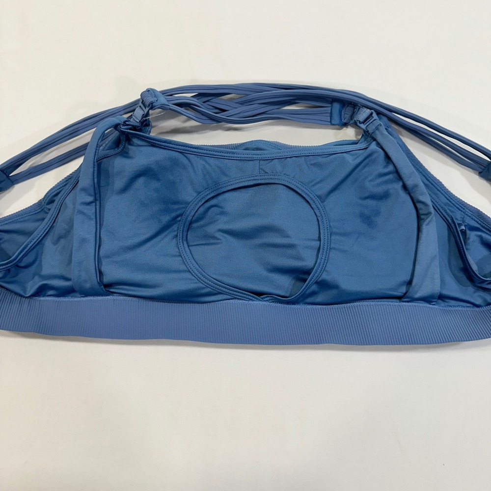 Sweat & Milk Strappy Nursing Sports Bra Womens Size M Blue Ribbed | Athleisure - Picture 4 of 9